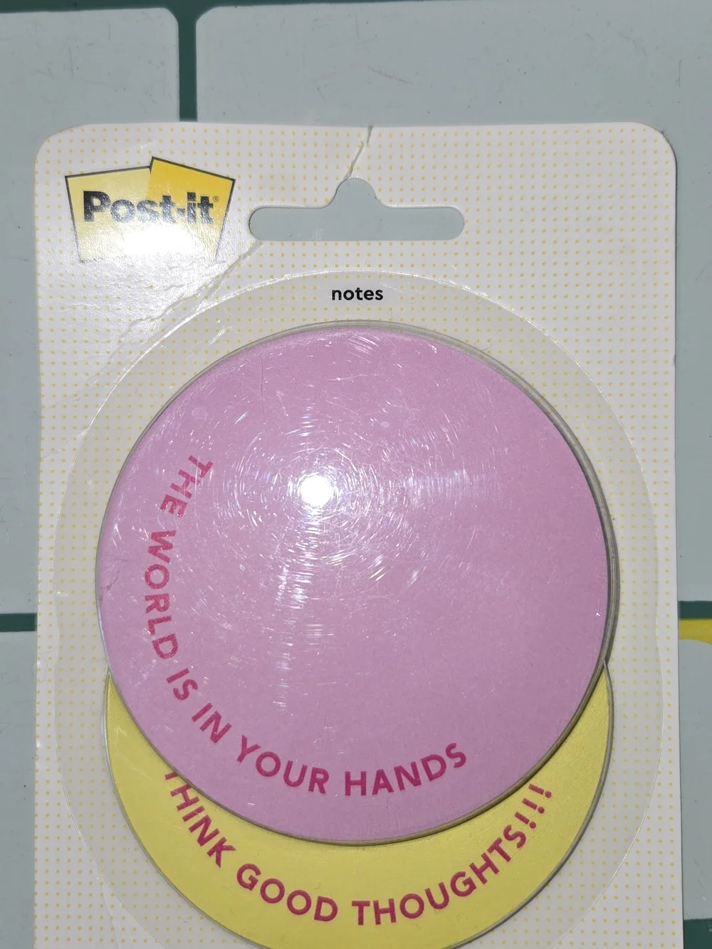 BN Post-It Sticky Notes Think Good Thoughts The World is in Your Hands Quote